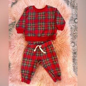 Baby Gap Boy or Girl Red Tartan Plaid Holiday Set - Size 6-12 Months